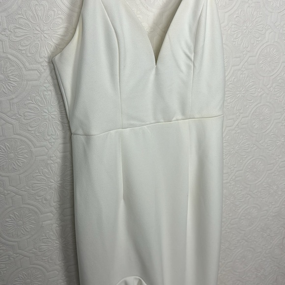 NWT Selfie Leslie White Maxi Mermaid Dress Plunge Slit Ruffles Cocktail Small - Picture 9 of 13